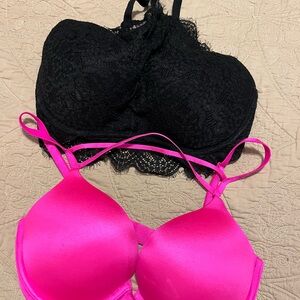 Victoria's Secret Black and Pink Bras Intimates Collection 32D